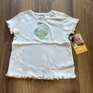 New vintage OshKosh Baby Toddler's Ruffle Shirt Sweetheart Heart Patch 24M